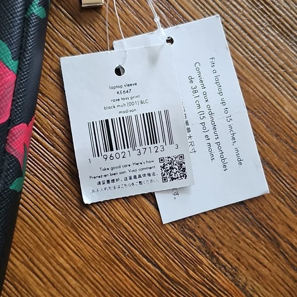 Kate Spade Black and Red Rose Tablet Sleeve